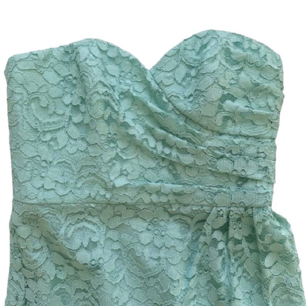 David’s Bridal Dress Mint Green Strapless Lace Gathered Cocktail Size 2 NEW - Picture 7 of 15